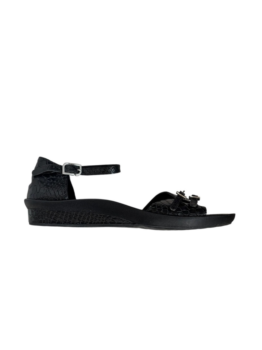 Rockport black leather low heel classic adjustable comfort sleek sandals 9 1/2 - Picture 3 of 14